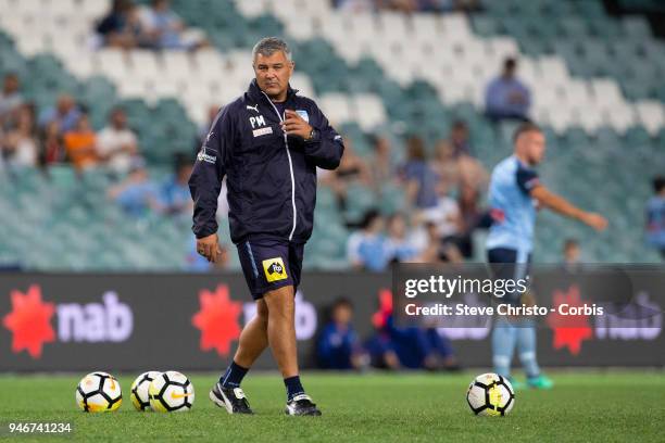 Assistant Coach Phil Moss of Sydney during warm up in the round 27 A-League match between the Sydney FC and the Melbourne Victory at Allianz Stadium...