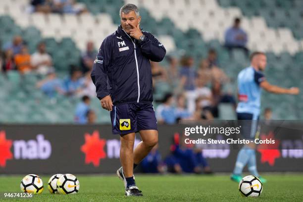 Assistant Coach Phil Moss of Sydney during warm up in the round 27 A-League match between the Sydney FC and the Melbourne Victory at Allianz Stadium...