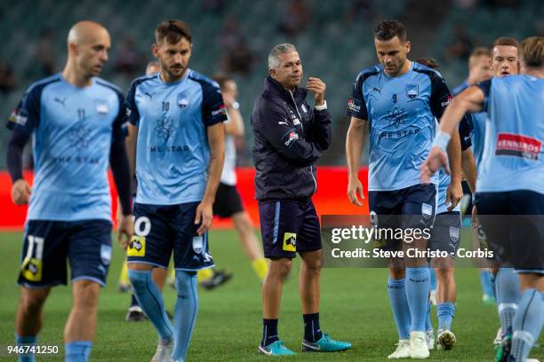 Assistant Coach Steve Corica of Sydney during warm up in the round 27 A-League match between the Sydney FC and the Melbourne Victory at Allianz...