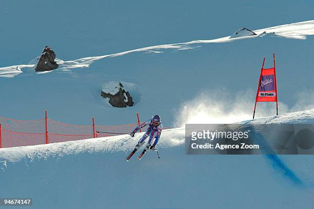 Ingrid Jacquemod of France during the Audi FIS Alpine Ski World Cup Women's Downhill Training on December 17, 2009 in Val d'Isere, France.