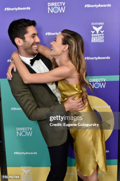 Nev Schulman and Laura Perlongo attend the 10th Annual Shorty Awards After Party at Moxy Hotel on April 15, 2018 in New York City.