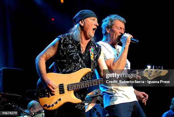 Ian Gillan and Roger Glover during the concert of Deep Purple at PalaDozza on December 16, 2009 in Bologna, Italy.