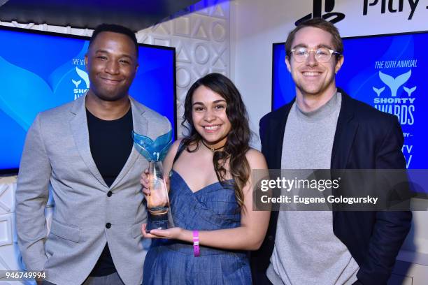 The winners of Best Overall Twitter Presence pose during the 10th Annual Shorty Awards at PlayStation Theater on April 15, 2018 in New York City.