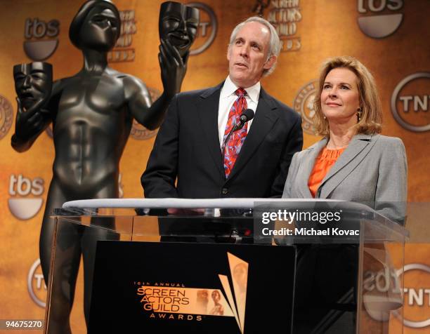 Awards Committee Vice Chair Daryl Anderson and SAG Awards Committee Chair JoBeth Williams speak during 16th annual Screen Actors Guild awards...
