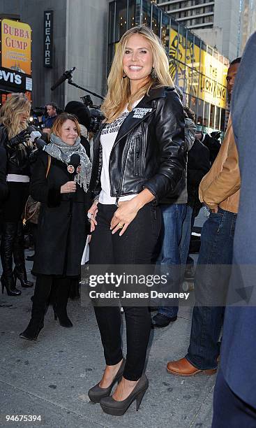 Model Heidi Klum and Victoria's Secret Supermodels take over Military Island, Times Square on November 18, 2009 in New York City.