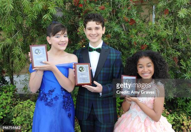 Chloe Noelle, Jax Malcolm and Jordyn Curet attend the Young Entertainer Awards at The Globe Theatre at Universal Studios on April 15, 2018 in...
