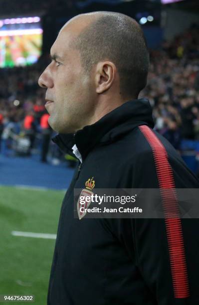 Coach of Monaco Leonardo Jardim during the Ligue 1 match between Paris Saint Germain and AS Monaco at Parc des Princes stadium on April 15, 2018 in...