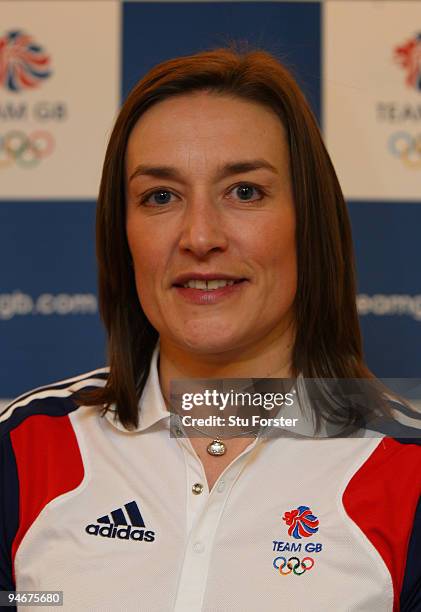 Team GB Curling Womens member, Karen Addison poses at the announcment of the Vancouver 2010 Olympic Winter Games Curling team at the Sofitel,...