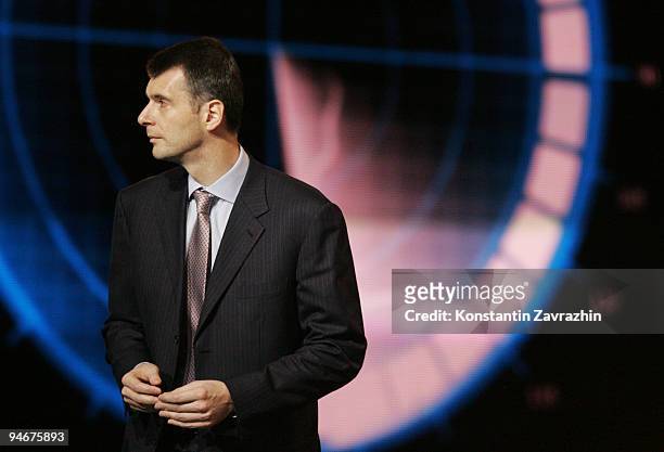 Russian businessman and billionnaire Mikhail Prokhorov attends a meeting at Moscow's Olympiisky Stadium on December. 17, 2009 in Moscow, Russia....