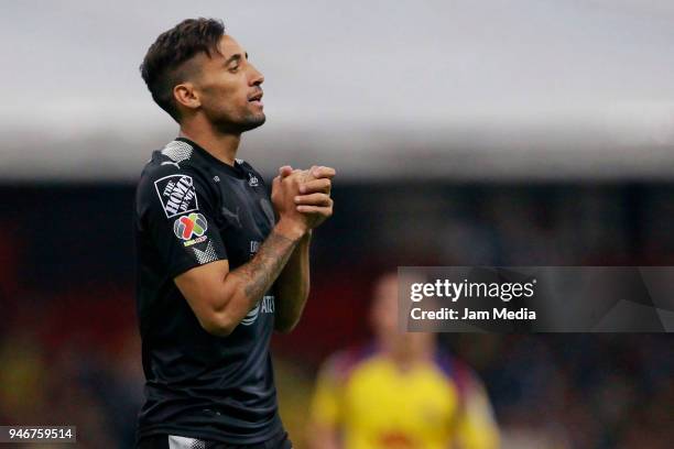 Jonathan Urretaviscaya of Monterrey reacts during the 15th round match between America and Monterrey as part of the Torneo Clausura 2018 Liga MX at...