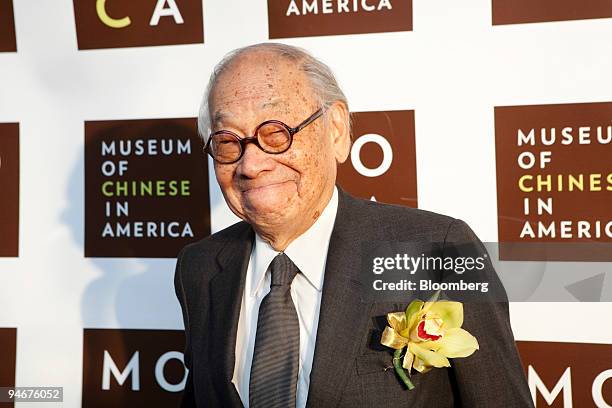 Architect I.M. Pei poses for a photo at the 30th Anniversary Gala for the Museum of Chinese in America, in New York, U.S., on Wednesday, Dec. 16,...