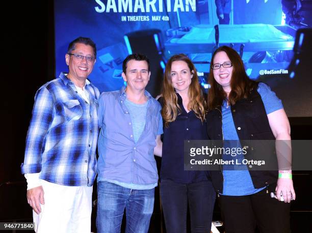 Director Dean Devlin, writer Brandon Boyce, actress Kerry Condon and special effect makeup artist Christina Kortum promote 'Bad Samaritan' on Day 2...