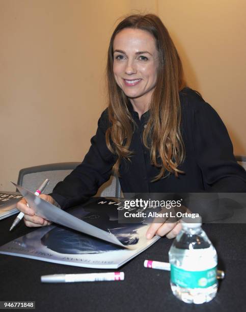 Actress Kerry Condon signs autographs promoting 'Bad Samaritan' on Day 2 of Monsterpalooza Held at Pasadena Convention Center on April 15, 2018 in...