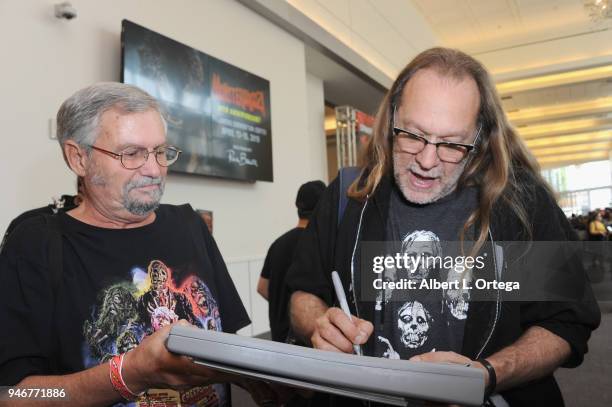 Director/Special Effects Makeup artist Greg Nicotero signs autographs on Day 2 of Monsterpalooza Held at Pasadena Convention Center on April 15, 2018...