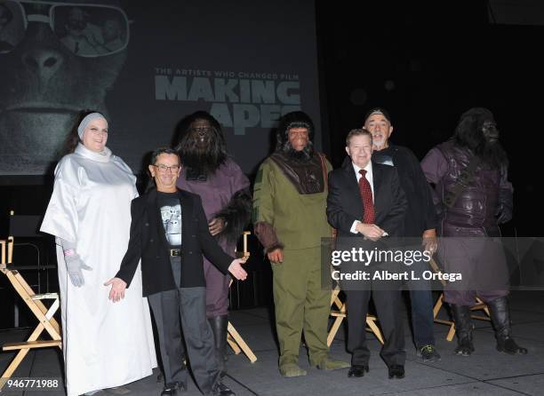 Actor Lou Wagner and Special Effects makeup artist Tom Burman onstage on Day 2 of Monsterpalooza Held at Pasadena Convention Center on April 15, 2018...