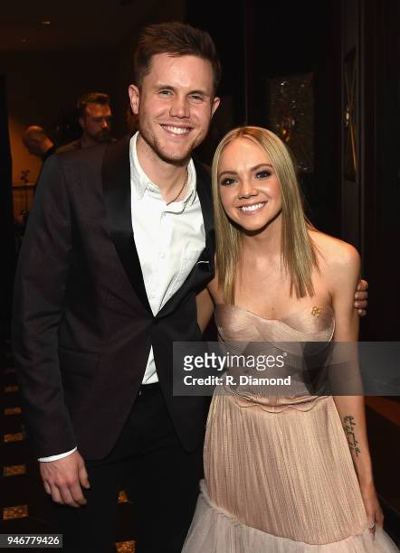 Trent Harmon and Danielle Bradbery attend the 53rd Annual ACM Awards celebration with Big Machine Label Group at MGM Grand Hotel & Casino on April...