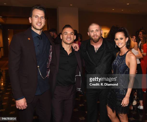 Russell Dickerson, Michael Chandler, Brantley Gilbert, and Amber Gilbert attend the 53rd Annual ACM Awards celebration with Big Machine Label Group...