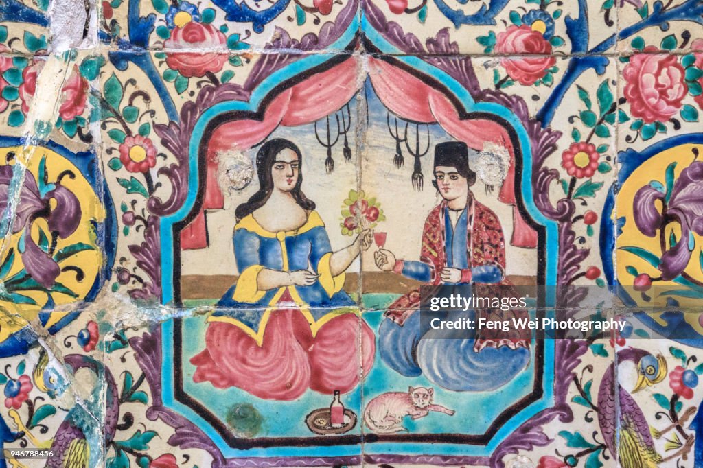 Polychrome Tile Decoration, Eram Garden, Shiraz, Fars Province, Iran