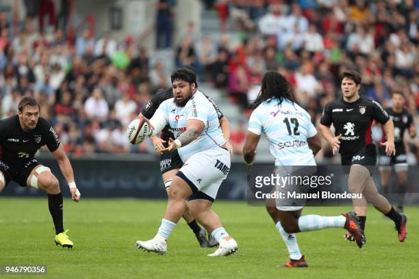 Benjamin Tameifuna of Racing 92 during the French Top 14 match between Toulouse and Racing 92 at Stade Ernest Wallon on April 15, 2018 in Toulouse,...