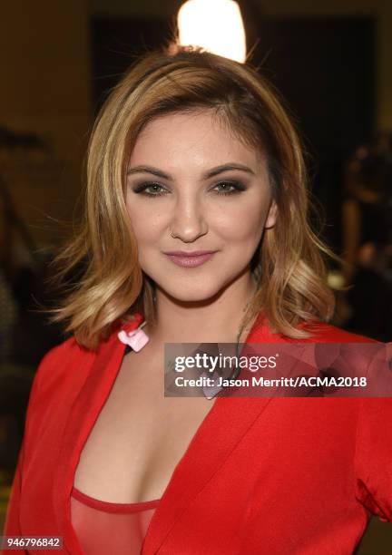 Julia Michaels attends the 53rd Academy of Country Music Awards at MGM Grand Garden Arena on April 15, 2018 in Las Vegas, Nevada.