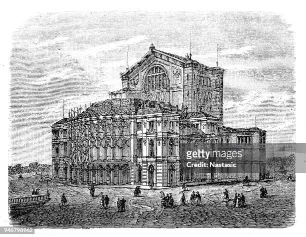 the bayreuth festspielhaus or bayreuth festival theatre is an opera house north of bayreuth, germany - bayreuth festival theatre stock illustrations