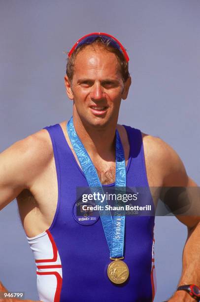 Gold medal number five for Steve Redgrave of Great Britain after victory in the Men's Coxless Four Rowing Final at the Sydney International Regatta...