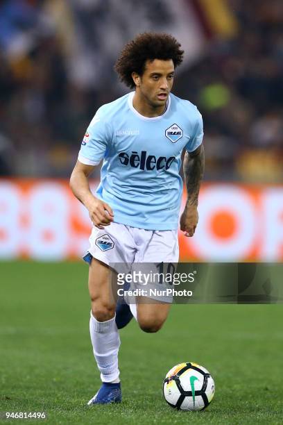Felipe Anderson of Lazio during the serie A match between SS Lazio and AS Roma at Stadio Olimpico on April 15, 2018 in Rome, Italy.