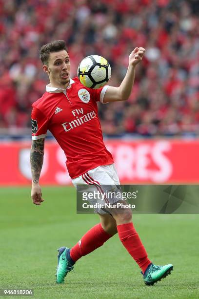 Benfica's Spanish defender Alejandro Grimaldo in action during the Portuguese League football match SL Benfica vs FC Porto at the Luz stadium in...