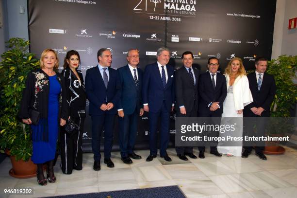 Mayor of Malaga Francisco de la Torre Prados, President of Andalusia Susana Diaz, Minister of Culture Inigo Mendez de Vigo and Juanma Moreno attend...