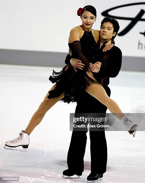 Christina and William Beier perform during their compulsory dance at the German Figure Skating Championships at the SAP Arena on December 17, 2009 in...