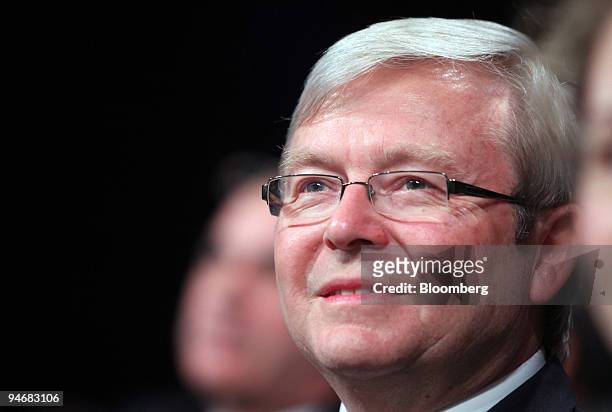 Kevin Rudd, Australia's prime minister, listens during the high level plenary during the COP15 United Nations Climate Change Conference at the Bella...