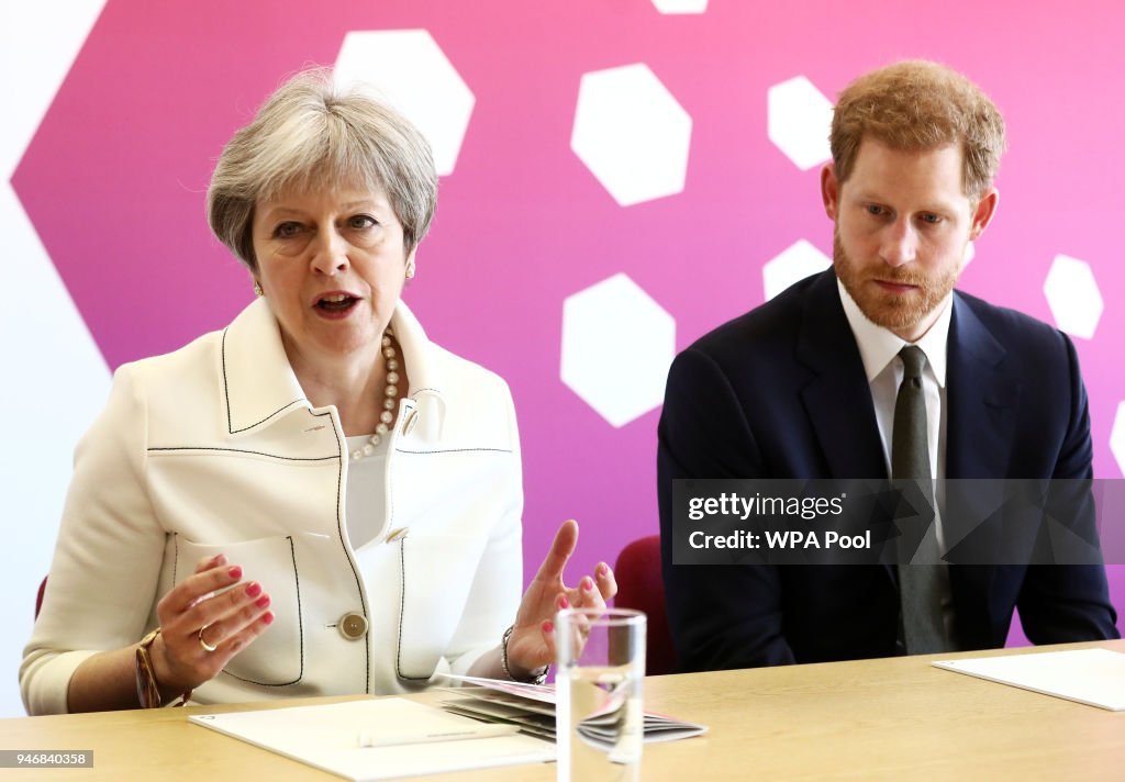 Theresa May And Prince Harry Attend CHOGM Youth Forum In London