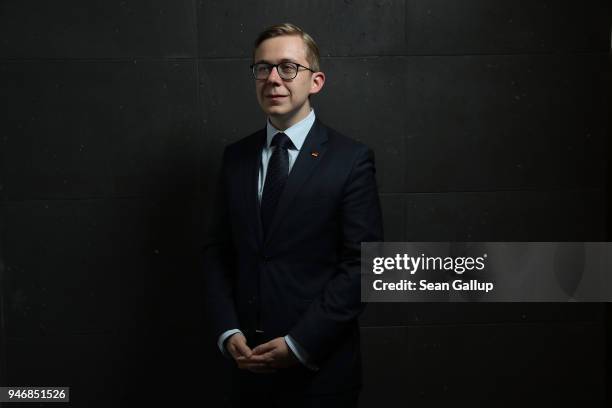 Philipp Amthor, a politician of the German Christian Democrats in the Bundestag, poses for a photo before speaking to the Foreign Journalists'...