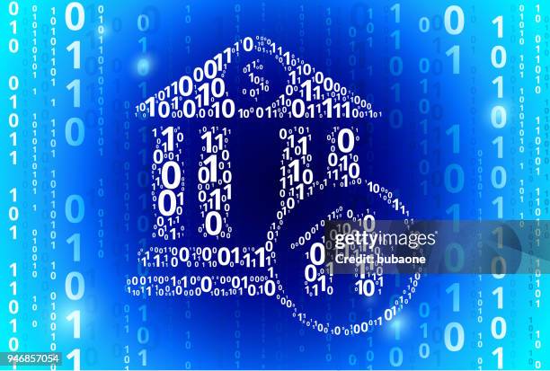 bank & home binary code blue vector pattern background - binary code building stock illustrations