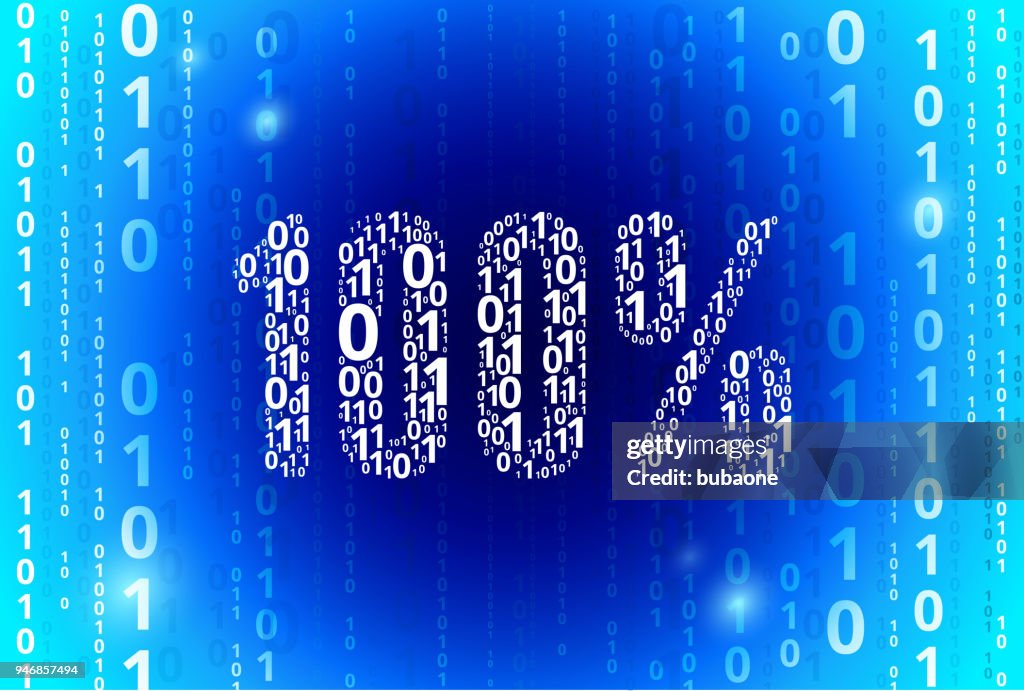 One hundred 100% Binary Code Blue Vector Pattern Background