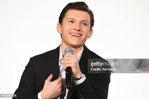 Tom Holland attends the Japan premiere of 'Avengers Infinity War' at the Toho Cinemas Hibiya on April 16, 2018 in Tokyo, Japan.