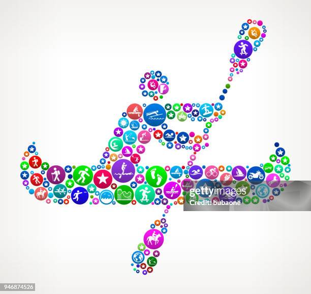 man canoeing adventure travel vector icon pattern - guy diving into pool stock illustrations