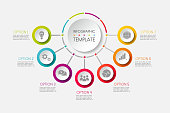 Infographic - colourful template with business icons. Vector.