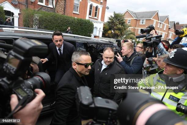 Presenter Anthony McPartlin steps from a vehicle as he arrivies at The Court House in Wimbledon, London to face charges of drink driving.