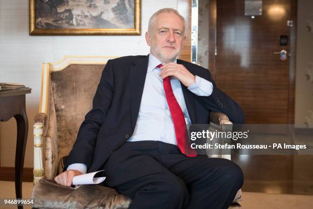 Labour leader Jeremy Corbyn during a meeting with the President of Ghana, Nana Akufo-Addo, on the first day of this year's Commonwealth Heads of...