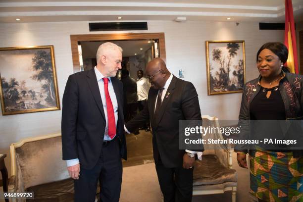 Labour leader Jeremy Corbyn meets the President of Ghana, Nana Akufo-Addo during the first day of this year's Commonwealth Heads of Government...