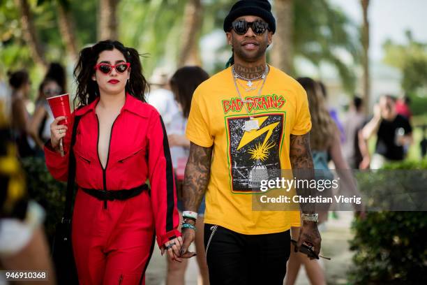 Singer Lauren Jauregui and rapper Ty Dolla Sign seen at Revolve Festival on April 15, 2018 in Indio, California.