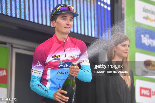 Podium / Pello Bilbao of Spain and Astana Pro Team Pink Leader Jersey / Celebration / Champagne / during the 42nd Tour of the Alps 2018, Stage 1 a...