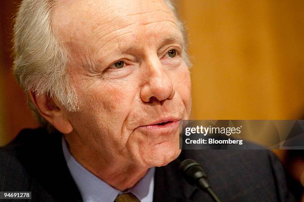 Senator Joseph Lieberman, an independent from Connecticut, chairs a Senate Homeland Security and Government Affairs Committee hearing entitled...