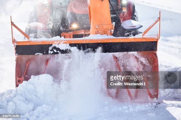 austria, tyrol, oetztal, snow clearance, snow vehicle, snowblower - snow plow stock pictures, royalty-free photos & images