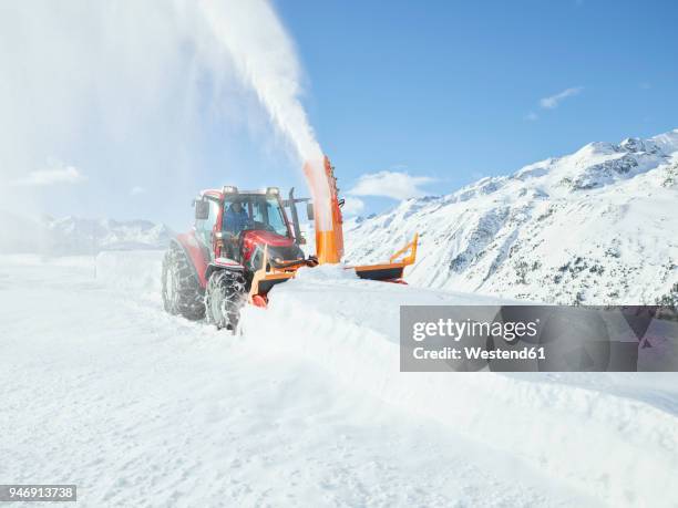 austria, tyrol, oetztal, snow clearance, snow vehicle, snowblower - snow blower stock pictures, royalty-free photos & images