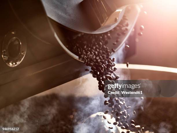 coffee beans after roasting - roasted imagens e fotografias de stock