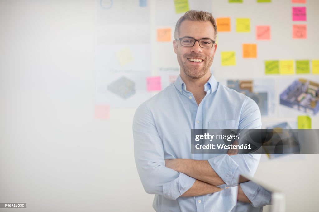 Portrait of smiling businessman in office