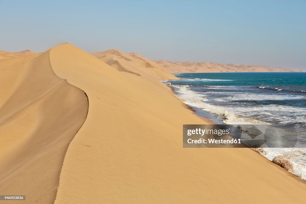 Africa, Namibia, Namib-Naukluft National Park, Namib desert, desert dunes and atlantic coast