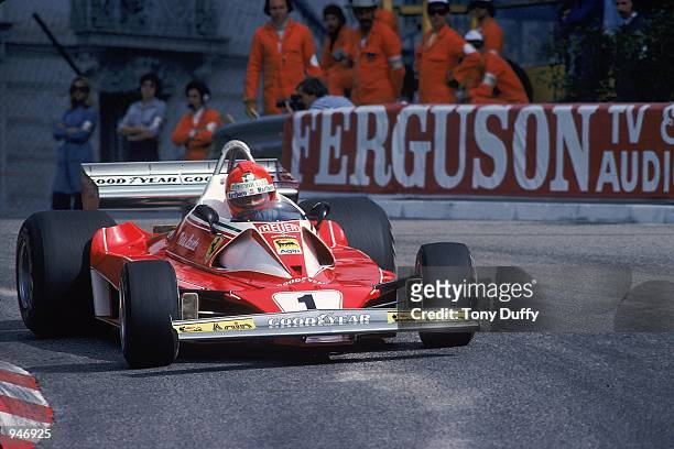 Ferrari driver Niki Lauda in action during the Formula One Monaco Grand Prix in Monaco. \ Mandatory Credit: Tony Duffy /Allsport